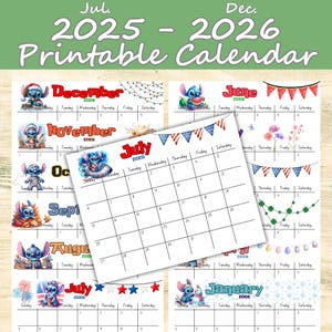 Calendario Stitch 2025-2026 / Calendario stampabile / Calendario modificabile