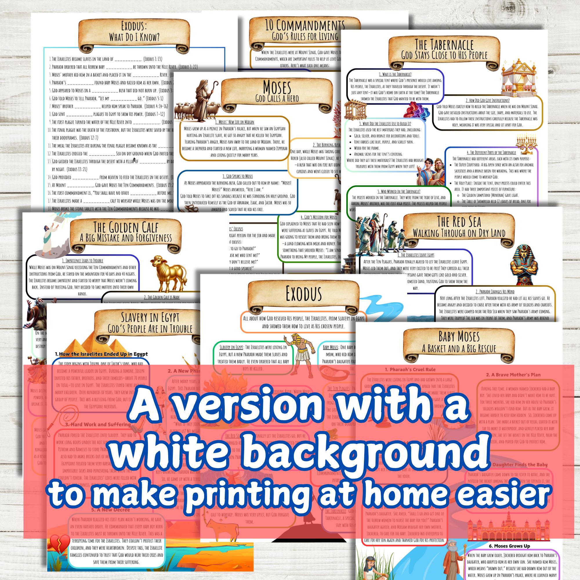 Exodus for Kids Printable - Bible Study Activity for Children - Etsy