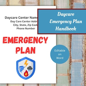 Daycare Emergency Plans | Editable Childcare Emergency Plans Handbook | Daycare Printable Forms for Preschools & Home Daycares