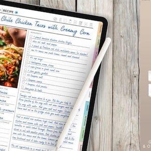 Digital Recipe Book for Goodnotes Notability, Digital Recipe Journal, Digital Planner iPad, Digital Recipe Planner, Digital Meal Planner