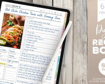 Digital Recipe Book for Goodnotes Notability, Digital Recipe Journal, Digital Planner iPad, Digital Recipe Planner, Digital Meal Planner
