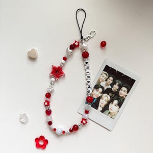 Handmade BTS Phone Charm, K-pop Army Lightstick Strap, Purple Beaded Lanyard