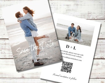 Save the Date - Front and Back w/ QR Code - Full Engagement Picture