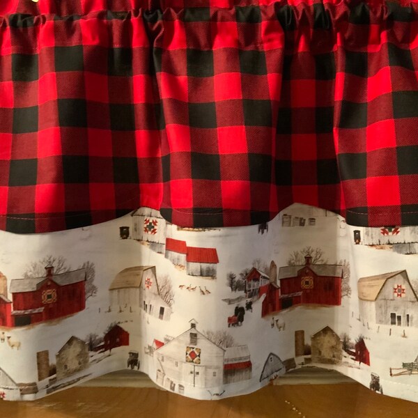 Black Check Valance Etsy