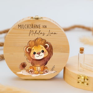 Caja de dientes personalizada león, regalo bebé nacimiento, regalo de bautismo, cumpleaños, caja de dientes personalizada, caja de dientes bebé, dientes de leche, hada de los dientes