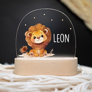 Lampe de nuit personnalisée lion, cadeau bébé naissance, cadeau baptême, anniversaire, veilleuse personnalisée, veilleuse bébé, veilleuse