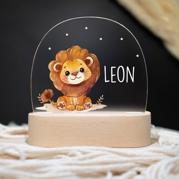 Gepersonaliseerde nachtlamp leeuw, babycadeau geboorte, doopcadeau, verjaardag, nachtlampje gepersonaliseerd, nachtlampje baby, nachtlampje