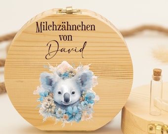 Personalisierte Zahndose Koala, Babygeschenk Geburt, Taufgeschenk, Geburtstag, Zahndose personalisiert, Zahndose Baby, Milchzähne, Zahnfee