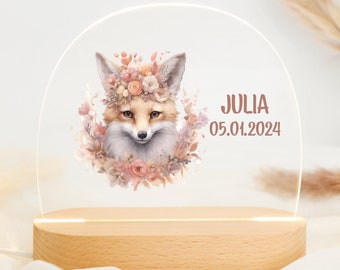 Personalized night lamp fox, baby gift birth, baptism gift, birthday, night light personalized, night light baby, night light