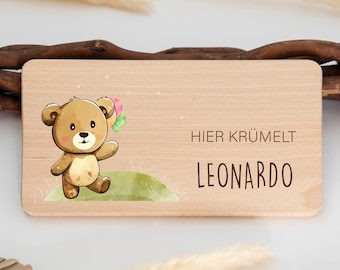 Ontbijtplank gepersonaliseerde teddybeer, kinderontbijtplank, verjaardagscadeau, houten plank, snijplank, kindercadeau