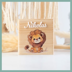 Salvadanaio personalizzato animali in legno regalo nascita salvadanaio bambino nome salvadanaio salvadanaio legno salvadanaio BOO Kids Löwe