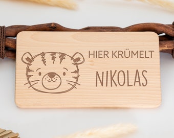 Frühstücksbrett personalisiert Tiger, Frühstücksbrettchen Kinder, Geburtstagsgeschenk, Holzbrett, Schneidebrett, Kindergeschenk