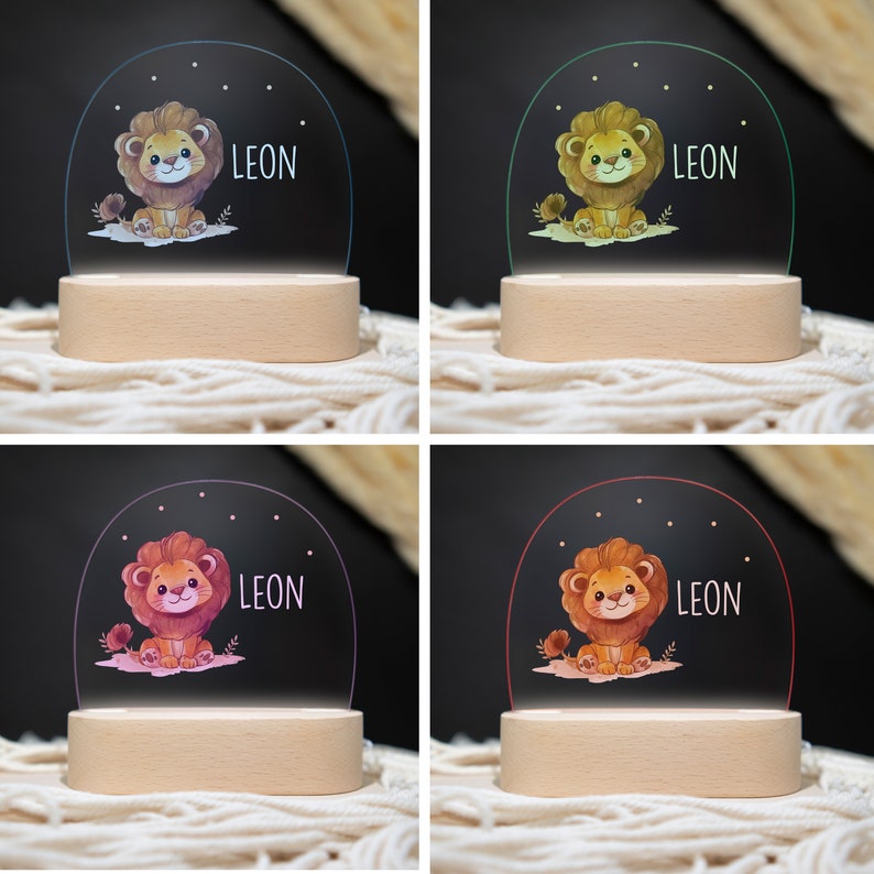 Lampe de nuit personnalisée lion, cadeau bébé naissance, cadeau baptême, anniversaire, veilleuse personnalisée, veilleuse bébé, veilleuse image 2