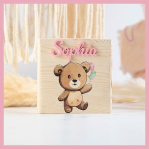 Money box personalized wooden animals gift birth money box child money box name money box wood piggy bank BOO Kids Teddybär