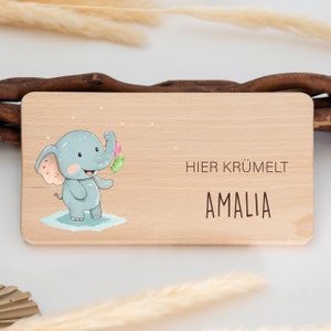 Ontbijtplank gepersonaliseerde olifant, ontbijtplank kinderen, verjaardagscadeau, houten plank, snijplank, kindercadeau afbeelding 1