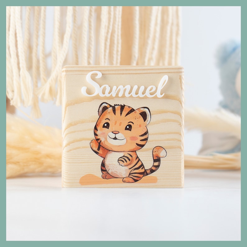 Money box personalized wooden animals gift birth money box child money box name money box wood piggy bank BOO Kids Tiger
