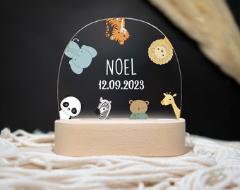 Personalized night lamp animals zoo, baby gift birth, baptism gift, birthday, night light personalized, night light baby, night light