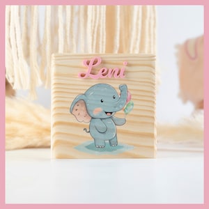 Money box personalized wooden animals gift birth money box child money box name money box wood piggy bank BOO Kids Elefant