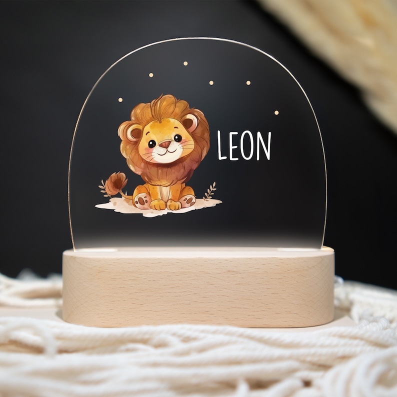 Lampe de nuit personnalisée lion, cadeau bébé naissance, cadeau baptême, anniversaire, veilleuse personnalisée, veilleuse bébé, veilleuse image 8