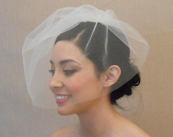 Bridal Birdcage Veil Wedding Veil Ivory Light Ivory Off-white White Blush Cream, Silver Gold Rose Gold Comb - Ships in 1-3 Business Days