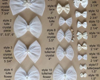 34 Styles Blumenmädchen Haar Bögen Clips Stirnband Taufe Weiß Ivory Tüll Seide Satin Spitze Alligator Clip Nylon Schiff in 1-3 Werktagen
