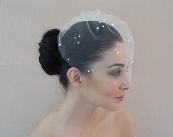 Bridal Birdcage Veil with or without Pearls Wedding Ivory Off-white White Blush Cream Silver Gold Rose Gold Comb Ships in 1-3 Business Days