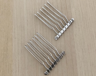 Silver Tone 6-Teeth Comb Pair – Birdcage Veil Accessory