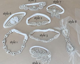Crystal Rhinestone Baby Headband – Flower Girl Nylon Headband, Girls' Crystal Hairpiece, Ships in 1-3 Business Days