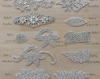 Crystal Rhinestone Decorative Applique Motif Wedding Dress Embellishment Bridal DIY Decoration Ships in 1 Business Day