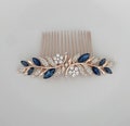 Bridal Sapphire Blue Hair Comb Wedding Hairpiece Silver Gold Rose Gold Bridesmaid Mother of Bride Mother of Groom Ships in 1-3 Business Days