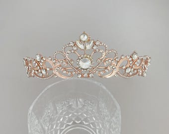 Wedding Tiara Crown Crystals Silver Rose Gold Bridal Headpiece Hairpiece - Ships in 1-3 Business Days
