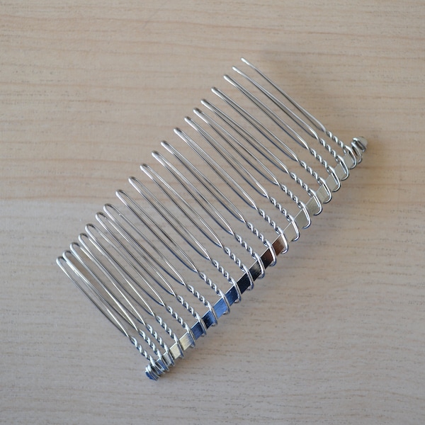 20 Teeth 3 Inch Silver Tone Hair Comb High Quality Wire Metal Comb for Bridal Veils and Hair Accessories - Will Ship in 1 Business Day