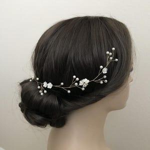 Bridal Hair Vine Wedding Flower Pearl Hair Accessory Jewelry Long Hair Vine Bridesmaid Gift Flower Girl Vine - Ships in 1-3 Business Days