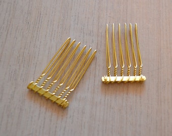 18 karat Gold plated Combs with 6 teeth - Sold in Pairs - Will ship in 1 Business Day