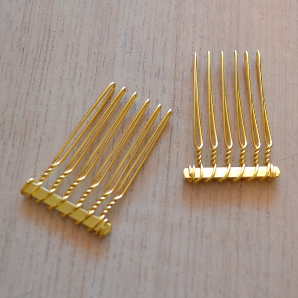 18 karat Gold plated Combs with 6 teeth - Sold in Pairs - Will ship in 1 Business Day