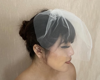 Birdcage Veil Tulle Wedding Bridal Light Ivory Off-White White Blush Cream Small Veil - Ships in 1-3 Business Days