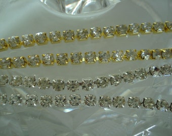 4-mm-Strass-Cup-Kette mit geschlossenen Kristallen SS16 in gold- oder silberfarbenen Fassungen – wird in 1 Werktag versendet