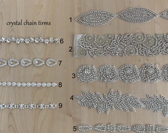 Crystal Rhinestone Trims for Dress Embellishment Wedding Applique Garment Decoration DIY, by 1/2 Yard - Ships in 1 Business Day
