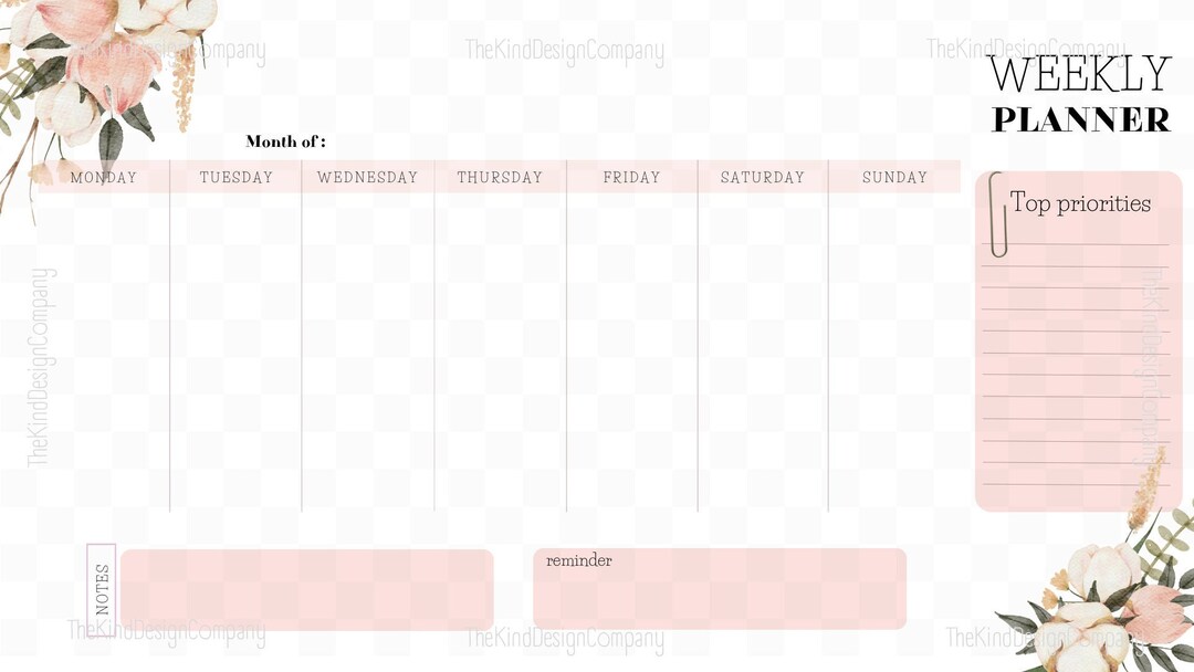 Pink Floral Weekly Planner - Etsy