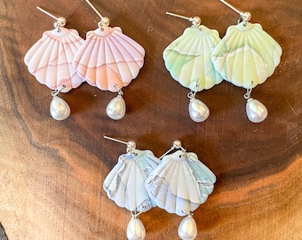 Seashell Polymer Clay Earrings