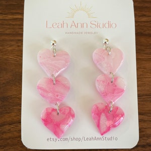 Pink Heart Valentine&#39;s Day Polymer Clay Earrings
