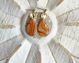 Faux Stone Teardrop Polymer Clay Earrings