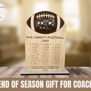 Football Coach Gift, Coach Award Plaque, End of Season Gift from Team, Personalized Gift for Coach, Thank You Gift, Football Coach Plaque