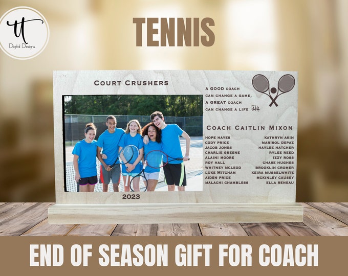 Tennis Coach Gift, Tennis Coach Frame, Gift for Coaches, Gift from Team, Tennis Plaque, Custom Tennis Gift, End of Season Gift