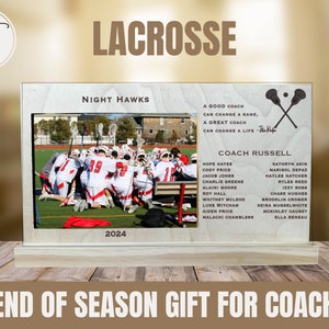 Personalized Lacrosse Coach Picture Frame: End of Season Gift