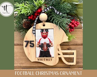 Personalized Football Photo Christmas Ornament: Gift for Football Players