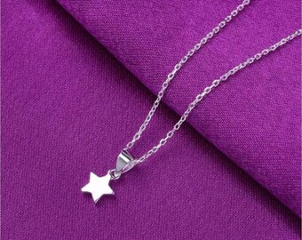 Shiny 925 Sterling Silver Plated Cute Star Pendant Necklace Ladies Girl Gift UK