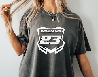 Camiseta de motocross personalizada con nombre y número, colores cómodos, camiseta de motocross personalizada, camiseta unisex para hombres y mujeres, regalo para novia