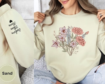 Sudadera personalizada con flores del mes de nacimiento, camisa de abuela, regalos personales personalizados para mamá, camisa de jardín para abuela, mes de nacimiento, regalo del día de las madres