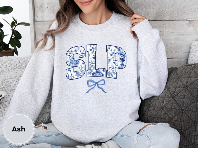 SLP Sweatshirt, Floral Speech Language Pathologist Gift, Toile Bow Coquette Speech Therapist, Speech Teacher Pullover, Graduation Sweater image 4